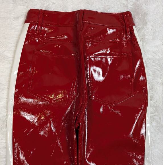 Jagger & Stone Faux Leather Pants Red with White Stripe Size 2 - Picture 9 of 11